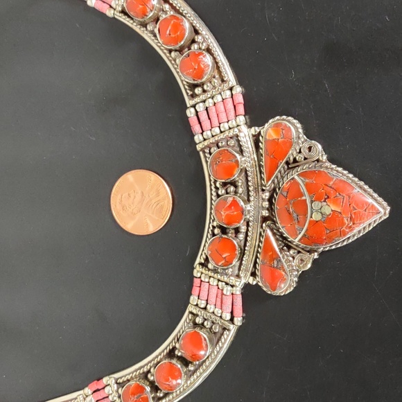 Artisan Crafted Silver/Stone Collar Style Necklace - Picture 5 of 5